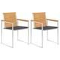vidaXL Chaises de jardin avec coussins lot de 2 Teck solide et acier - TU