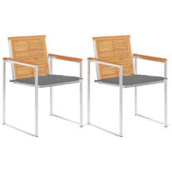 vidaXL Chaises de jardin avec coussins lot de 2 Teck solide et acier - TU