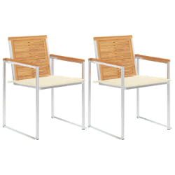 vidaXL Chaises de jardin avec coussins lot de 2 Teck solide et acier - TU