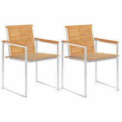 vidaXL Chaises de jardin avec coussins lot de 2 Teck solide et acier - TU