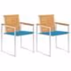 vidaXL Chaises de jardin avec coussins lot de 2 Teck solide et acier - TU