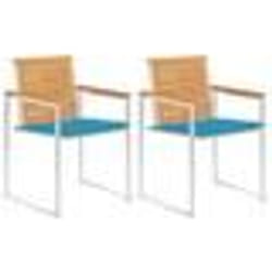 vidaXL Chaises de jardin avec coussins lot de 2 Teck solide et acier - TU