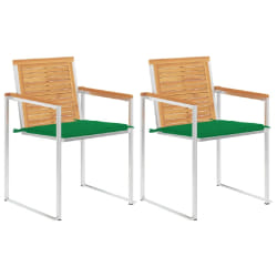 vidaXL Chaises de jardin avec coussins lot de 2 Teck solide et acier - TU