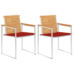 vidaXL Chaises de jardin avec coussins lot de 2 Teck solide et acier - TU