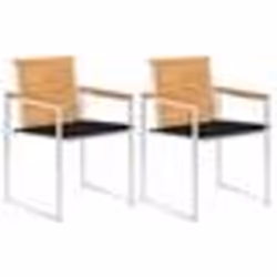 vidaXL Chaises de jardin avec coussins lot de 2 Teck solide et acier - TU