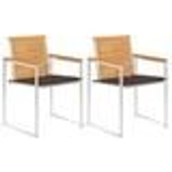 vidaXL Chaises de jardin avec coussins lot de 2 Teck solide et acier - TU