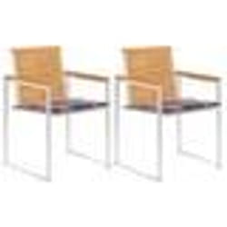 vidaXL Chaises de jardin avec coussins lot de 2 Teck solide et acier - TU