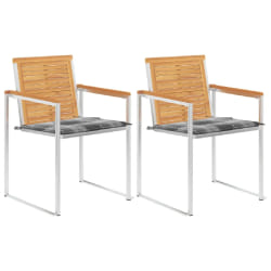 vidaXL Chaises de jardin avec coussins lot de 2 Teck solide et acier - TU