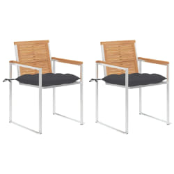 vidaXL Chaises de jardin avec coussins lot de 2 Teck solide et acier - TU