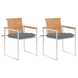 vidaXL Chaises de jardin avec coussins lot de 2 Teck solide et acier - TU