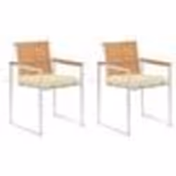 vidaXL Chaises de jardin avec coussins lot de 2 Teck solide et acier - TU