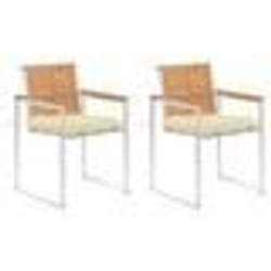 vidaXL Chaises de jardin avec coussins lot de 2 Teck solide et acier - TU