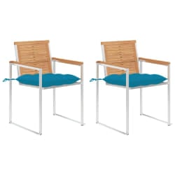 vidaXL Chaises de jardin avec coussins lot de 2 Teck solide et acier - TU