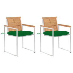 vidaXL Chaises de jardin avec coussins lot de 2 Teck solide et acier - TU
