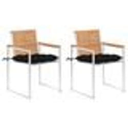 vidaXL Chaises de jardin avec coussins lot de 2 Teck solide et acier - TU