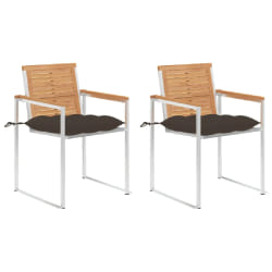 vidaXL Chaises de jardin avec coussins lot de 2 Teck solide et acier - TU