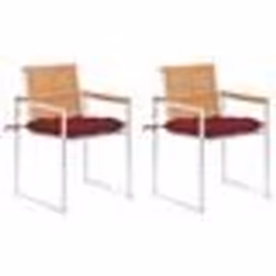 vidaXL Chaises de jardin avec coussins lot de 2 Teck solide et acier - TU