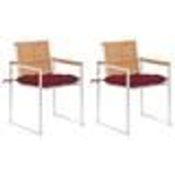 vidaXL Chaises de jardin avec coussins lot de 2 Teck solide et acier - TU