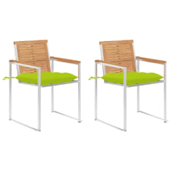vidaXL Chaises de jardin avec coussins lot de 2 Teck solide et acier - TU