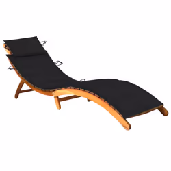 VidaXL 3061579, Linge, Siège rembourré, Bois d'acacia, Noir, Polyester, 186 cm
