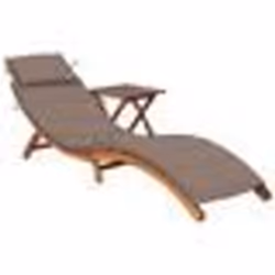 vidaXL Chaise longue de jardin avec table et coussin Bois d'acacia - TU