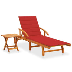 vidaXL Chaise longue de jardin avec table et coussin Bois d'acacia - TU