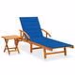 vidaXL Chaise longue de jardin avec table et coussin Bois d'acacia - TU