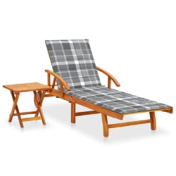 vidaXL Chaise longue de jardin avec table et coussin Bois d'acacia - TU