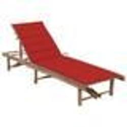 vidaXL Chaise longue de jardin avec coussin Bambou - TU