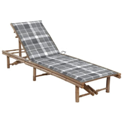 vidaXL Chaise longue de jardin avec coussin Bambou - TU
