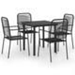 vidaXL Ensemble à manger de jardin 5 pcs noir verre et acier