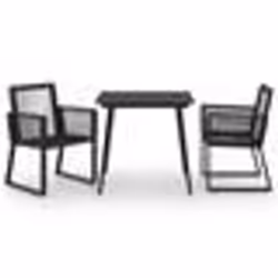 vidaXL Ensemble à manger d'extérieur 3 pcs Rotin PVC Noir - TU