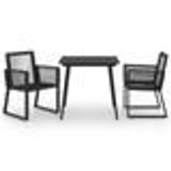 vidaXL Ensemble à manger d'extérieur 3 pcs Rotin PVC Noir - TU