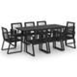 vidaXL Ensemble à manger d'extérieur 9 pcs Rotin PVC Noir - TU