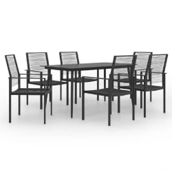 vidaXL Ensemble à manger de jardin 7 pcs Noir