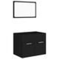 vidaXL Ensemble de meubles salle de bain 2 pcs Noir Bois d'ingénierie - TU