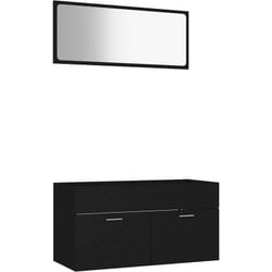 Vidaxl - Ensemble de meubles de salle de bain 2 pcs noir bois ingénierie
