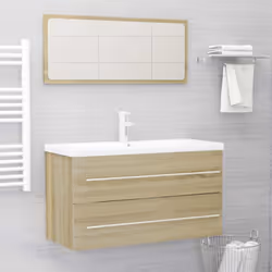 Avec cet élégant ensemble de meubles de salle de bain, vous pouvez créer un espace de rangement supplémentaire pour votre sal ...