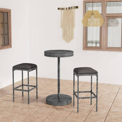 vidaXL Ensemble de bar de jardin 3 pcs et coussins Résine tressée Gris - TU