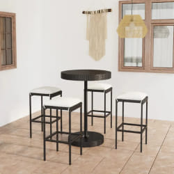 vidaXL Ensemble de bar de jardin 5 pcs et coussins Résine tressée Noir - TU