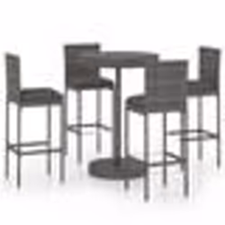 vidaXL Ensemble de bar de jardin 5 pcs et coussins Résine tressée Gris - TU