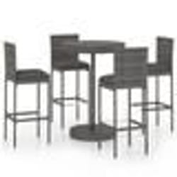 vidaXL Ensemble de bar de jardin 5 pcs et coussins Résine tressée Gris - TU