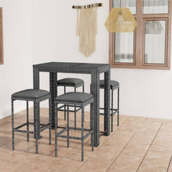 Vidaxl - Ensemble de bar de jardin 5 pcs et coussins Résine tressée Gris