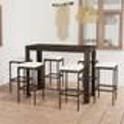 vidaXL Ensemble de bar de jardin 7 pcs coussins Résine tressée Marron - TU