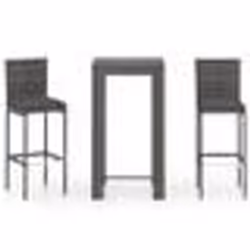 vidaXL Ensemble de bar de jardin 3 pcs et coussins Résine tressée Gris - TU