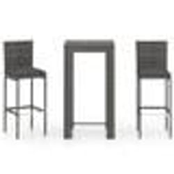 vidaXL Ensemble de bar de jardin 3 pcs et coussins Résine tressée Gris - TU
