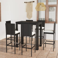 Vidaxl - Ensemble de bar de jardin 7 pcs et coussins Résine tressée Noir