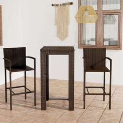 Vidaxl - Jeu de bar de jardin 3pcs avec accoudoirs Résine tressée Marron