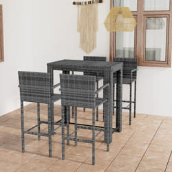vidaXL Ensemble de bar d'extérieur 5 pcs accoudoir Résine tressée Gris - TU