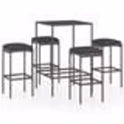vidaXL Ensemble de bar de jardin 5 pcs et coussins Résine tressée Gris - TU